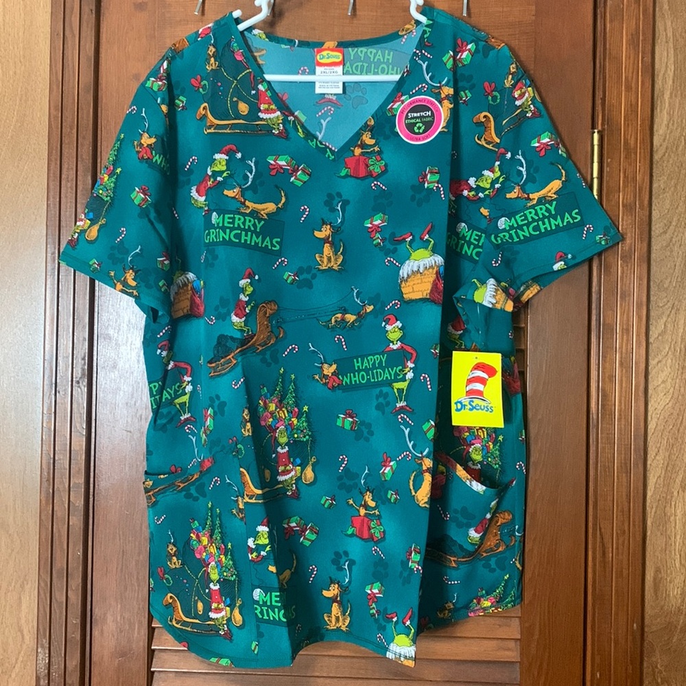 Christmas Scrub Top Grinch